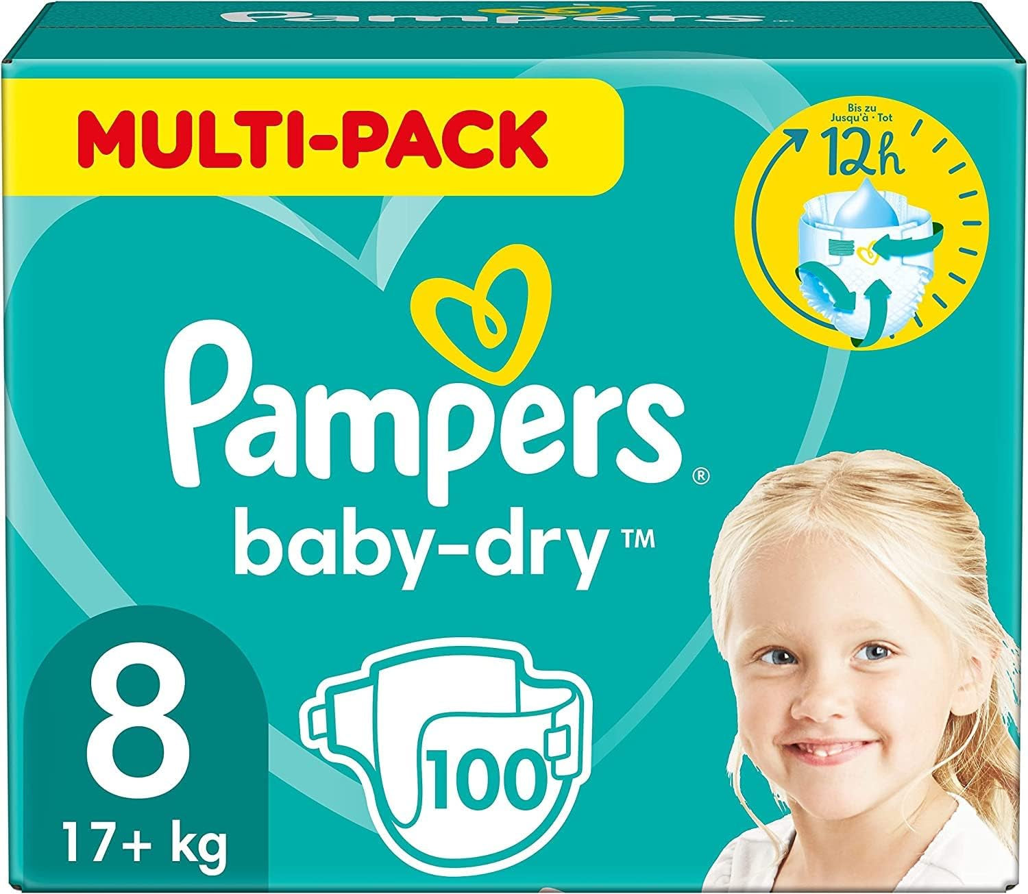 Pampers Baby-Dry Windeln, Größe 5, 174 Windeln, 11 kg – 16 kg, bis zu 100 % Auslaufschutz und Komfort die ganze Nacht