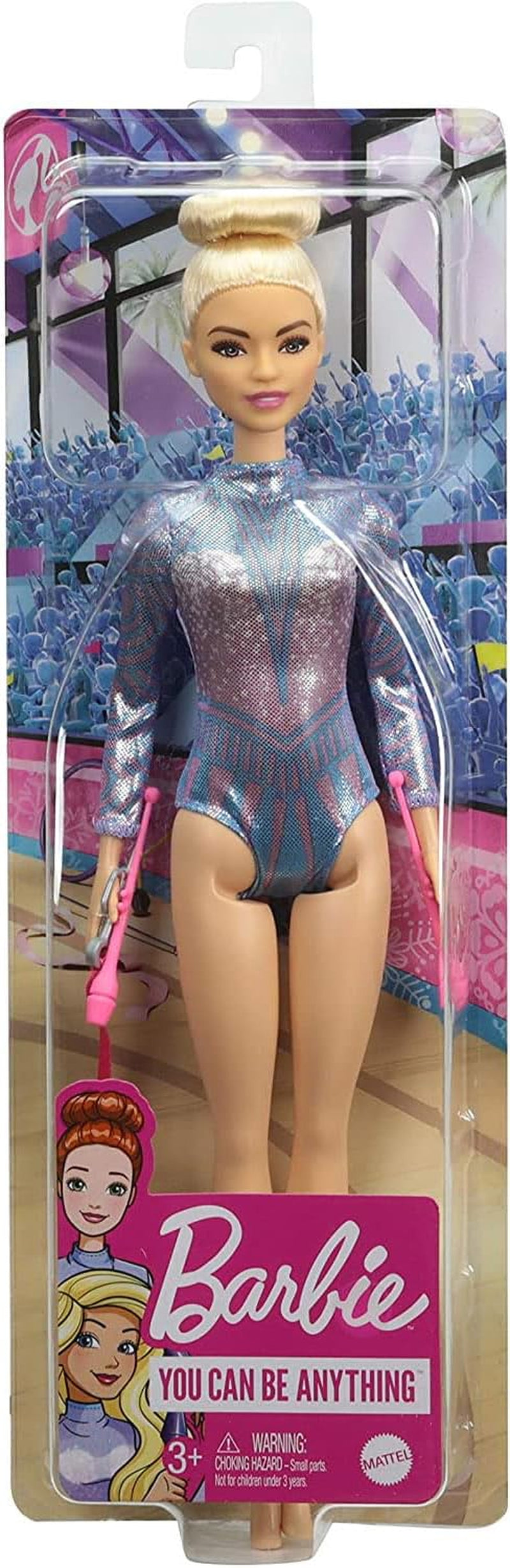 Păpușă Barbie, seria You Can Be Anything, gimnastică ritmică cu păr blond, accesorii, păpușă inclusă, cadou pentru copii, jucărie pentru vârsta de 3 ani și peste, GTN65