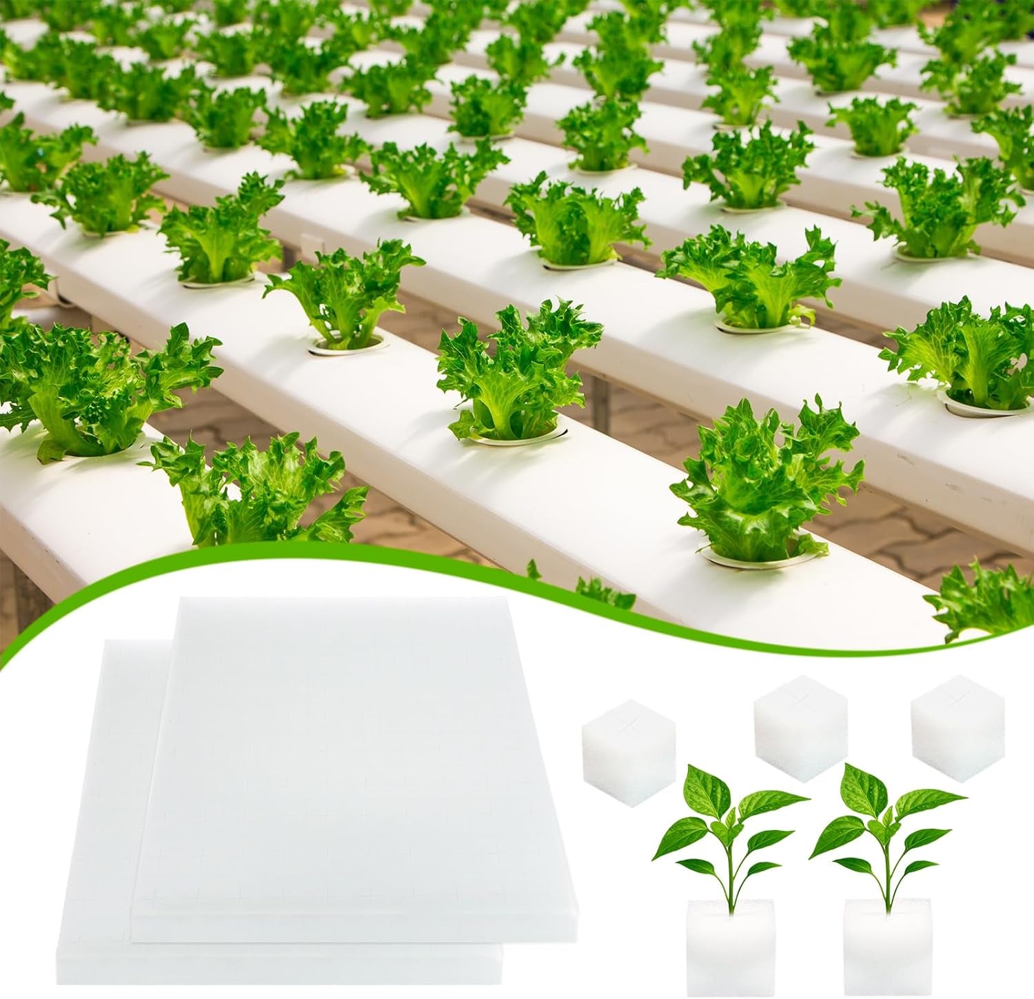 Steinwolle, Anzucht-Steinwolle, 2 Stück, Hydrokultur-Schwamm, 200 Stück nach dem Schneiden – Alternative für Gewächshaus, Samenkeimung und Heimgemüse