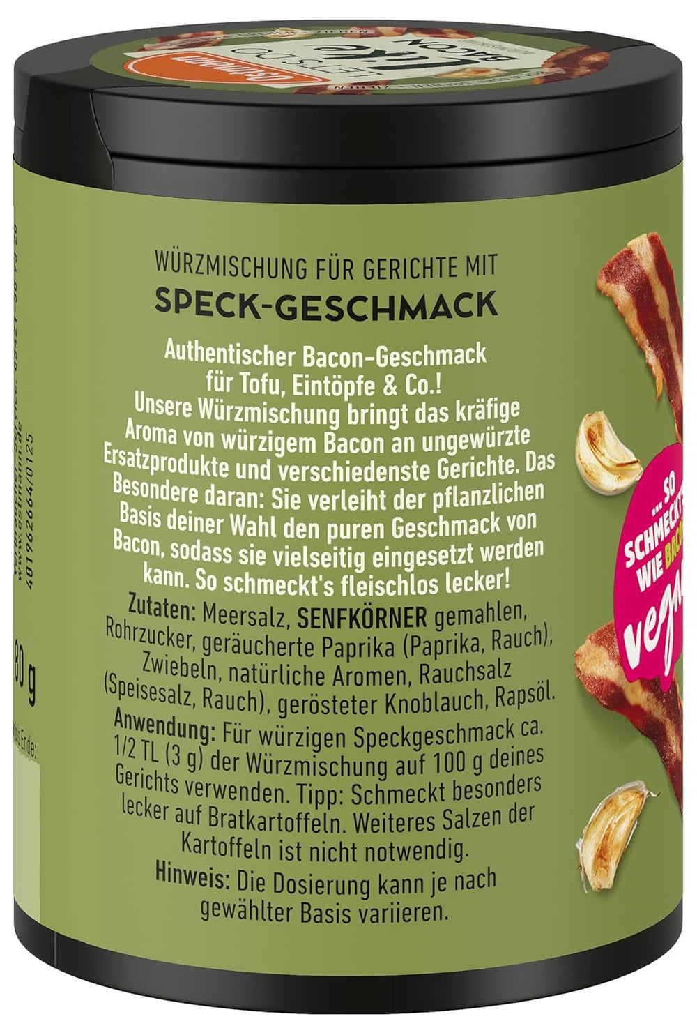 Ostmann Gewürze - Let's Do Like Bacon | Speck-Geschmack für ungewürzte Fleischersatzprodukte | Gewürzsalz für Tofu und vegetarische/vegane Eintöpfe | 80 g in Metalldose recyclebar