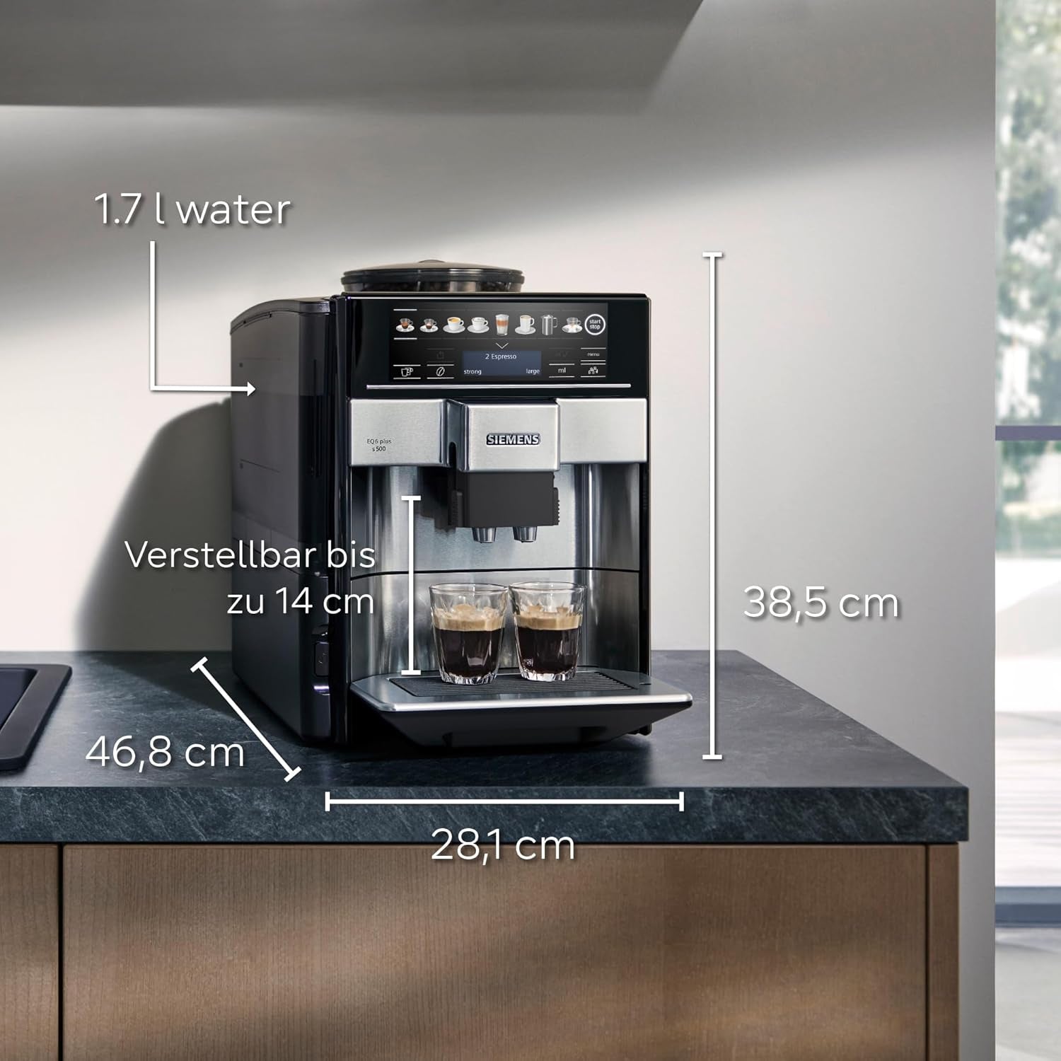 Espressor automat Siemens EQ.6 plus s300 TE653501DE, pentru multe specialități de cafea, spumator de lapte, râșniță ceramică, funcție dublă de cafea, anticalcar, curățare automată cu abur, 1500 W, argintiu