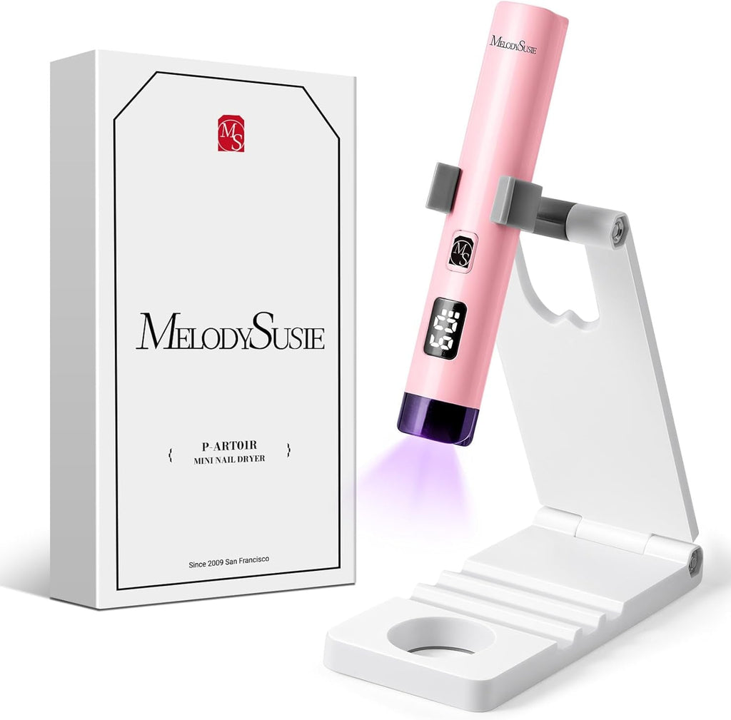 Lampă UV portabilă Melodysusie cu suport pentru unghii cu gel, mini lampă LED UV reîncărcabilă cu afișaj LCD, lampă UV mică portabilă pentru unghii cu 2 temporizatoare, uscător de unghii pentru toate tipurile de ojă cu gel UV (alb)