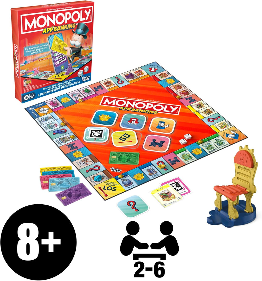 Monopoly Brettspiel App Banking – Deutsche Version, moderne Version des klassischen elektronischen Spiels für Kinder ab 8 Jahren, für 2 bis 6 Spieler