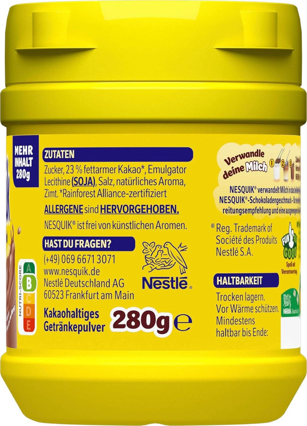 Nestlé Kakaopulver für Getränke, zum Einmischen in Milch, 1 Packung mit 280 Gramm Kakao und heißer Schokolade Naty Shop