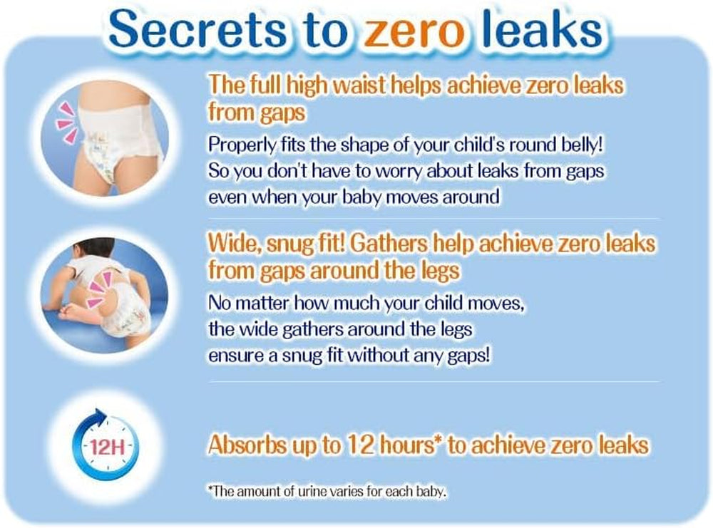 Japanische Windeln Moony PL Mädchen 9-14 kg. (44 Stück, Größe 3+)