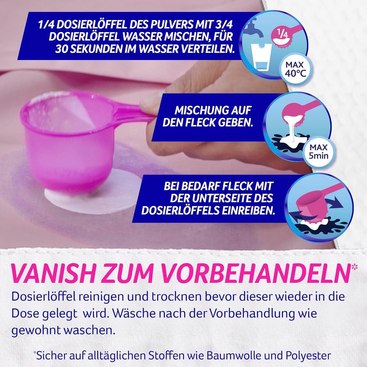 Vanish Oxi Action Powerwhite Pulver – 1 x 1,125 kg – Fleckenentferner und Wäscheverbesserungspulver ohne Chlor – für weiße Wäsche. Waschmittel Naty Shop