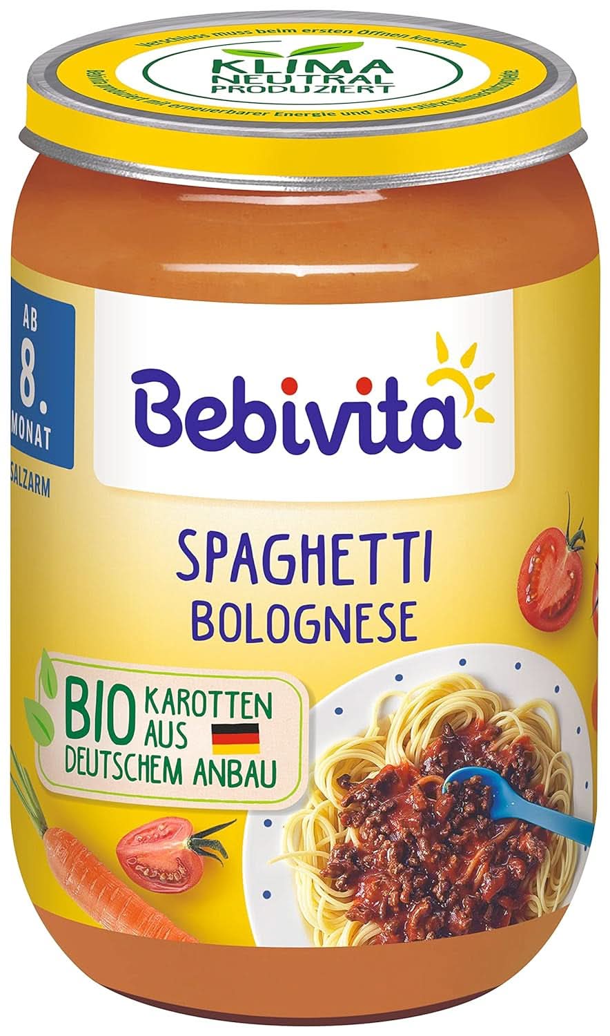 Menüs ab 8 Monaten Spaghetti Bolognese, 6er-Pack (6 x 220 Gramm), mittelgroß Mutter und Kind Naty Shop 220 Gramm Spaghetti Bolognese