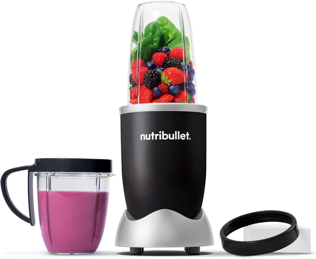 Nutribullet Original, Elektrischer Mixer, Zerkleinerer, Smoothiemixer, Smoothie Maker, 600 W Leistung, Einfach Und Schnell in Der Anwendung, Kompakt, Leicht Zu Reinigen, NB603DG Bucatarie Naty Shop Schwarz Verpackung Mit Zubehör