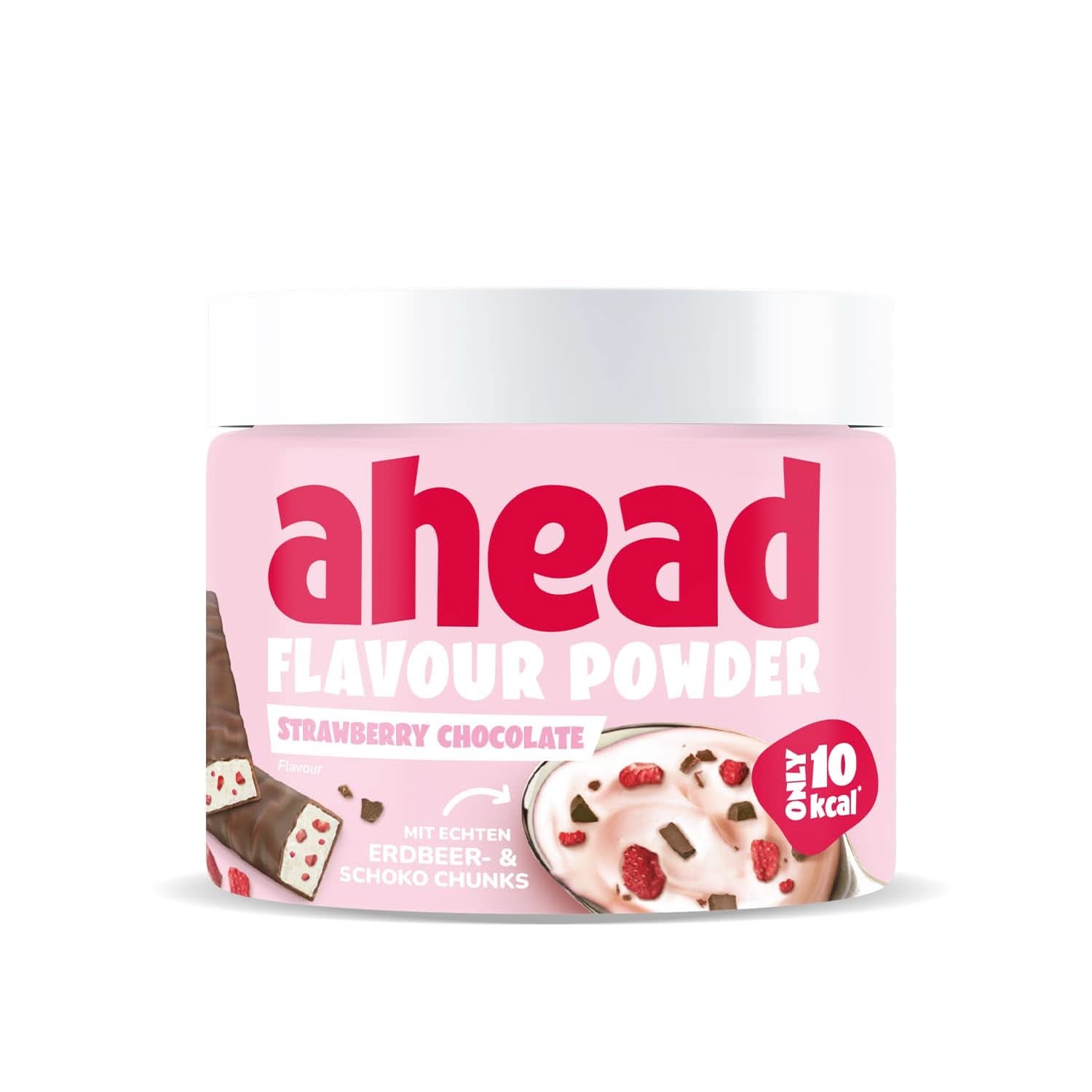 Ahead Flavour Powder, Erdbeerschokolade 250 Gramm, 83 Portionen Arome Naty Shop Erdbeerschokolade