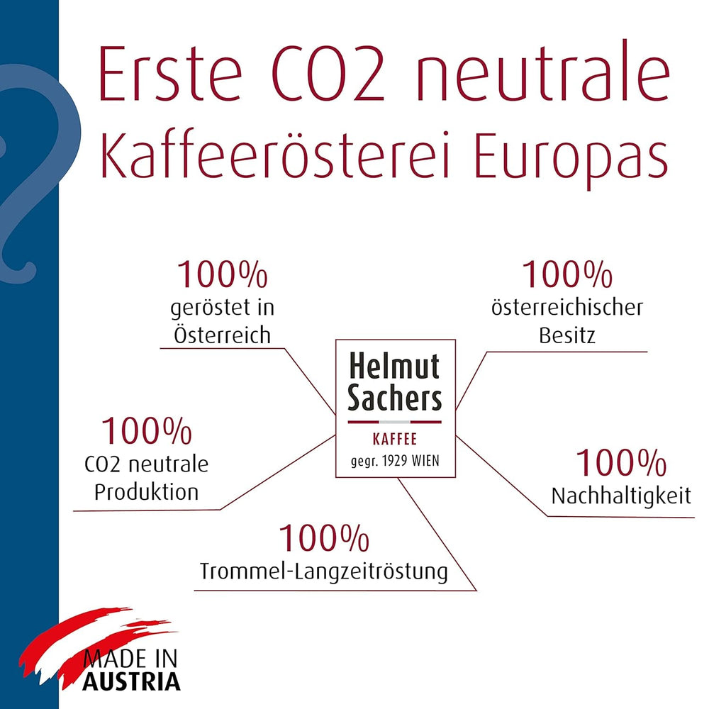 Helmut Sachers Kaffee – Wiener Mischung, Stärke 3/5, 100 % Arabica, ganze Kaffeebohnen, 6 x 500 g Naty Shop