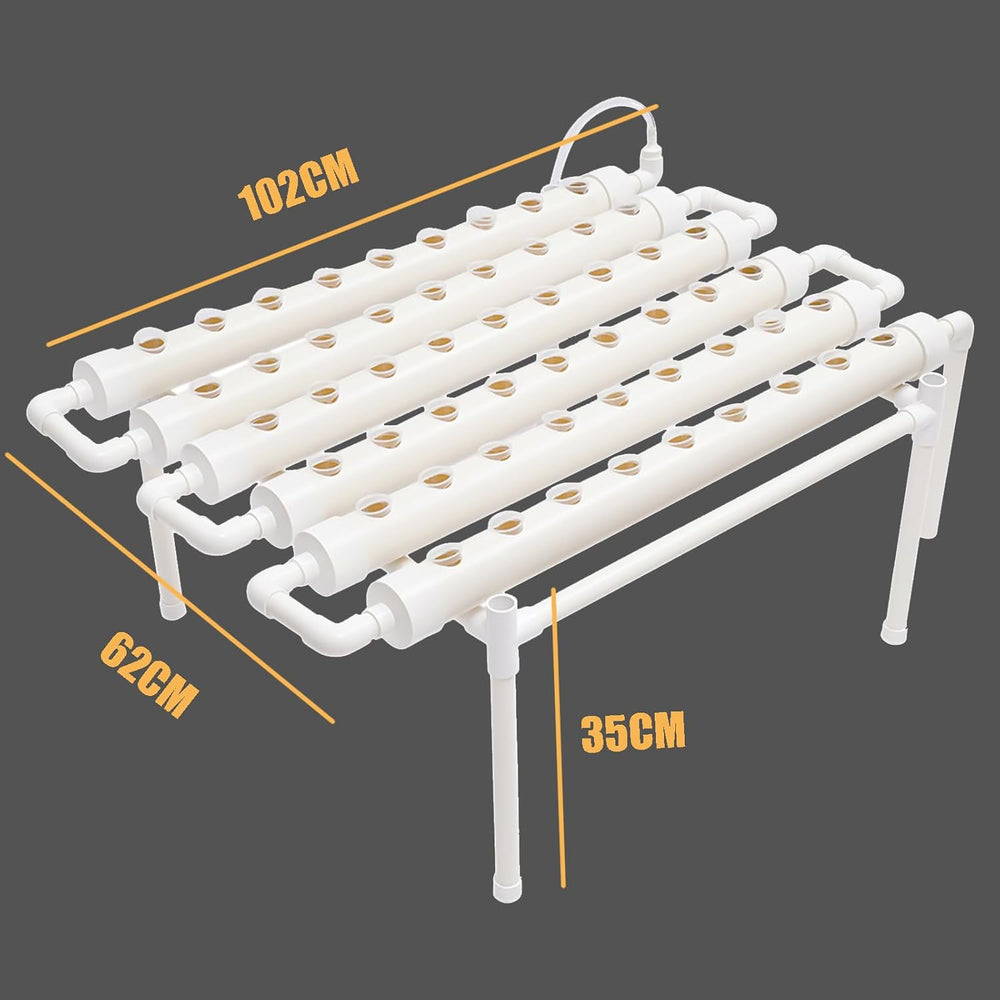 1-lagiges Hydrokultur-Anbauset mit 54 Pflanzgefäßen, erdlose PVC-Pflanzenanbausysteme mit Wasserpumpe, Hydrokultur-Anbausets für den Anbau von Gemüse und Obst auf Balkonen, Gärten, Terrassen und Hinterhöfen