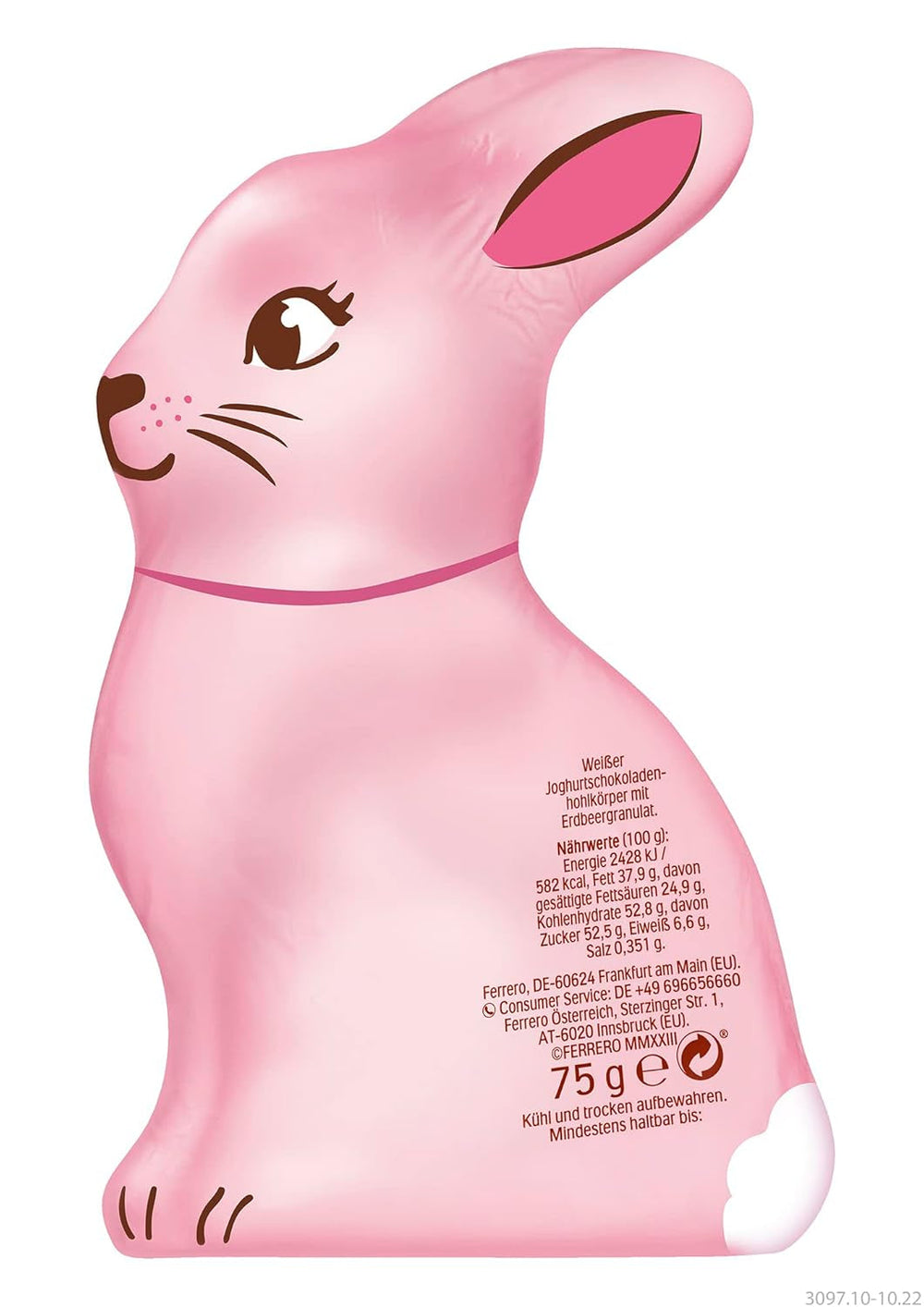 Ferrero Osterhase | 75 G| Weiße Joghurtschokolade mit fruchtigen Erdbeercrisps | Ostern | Osterhas | Geschenk Aus Schokolade im Hasenform Naty Shop