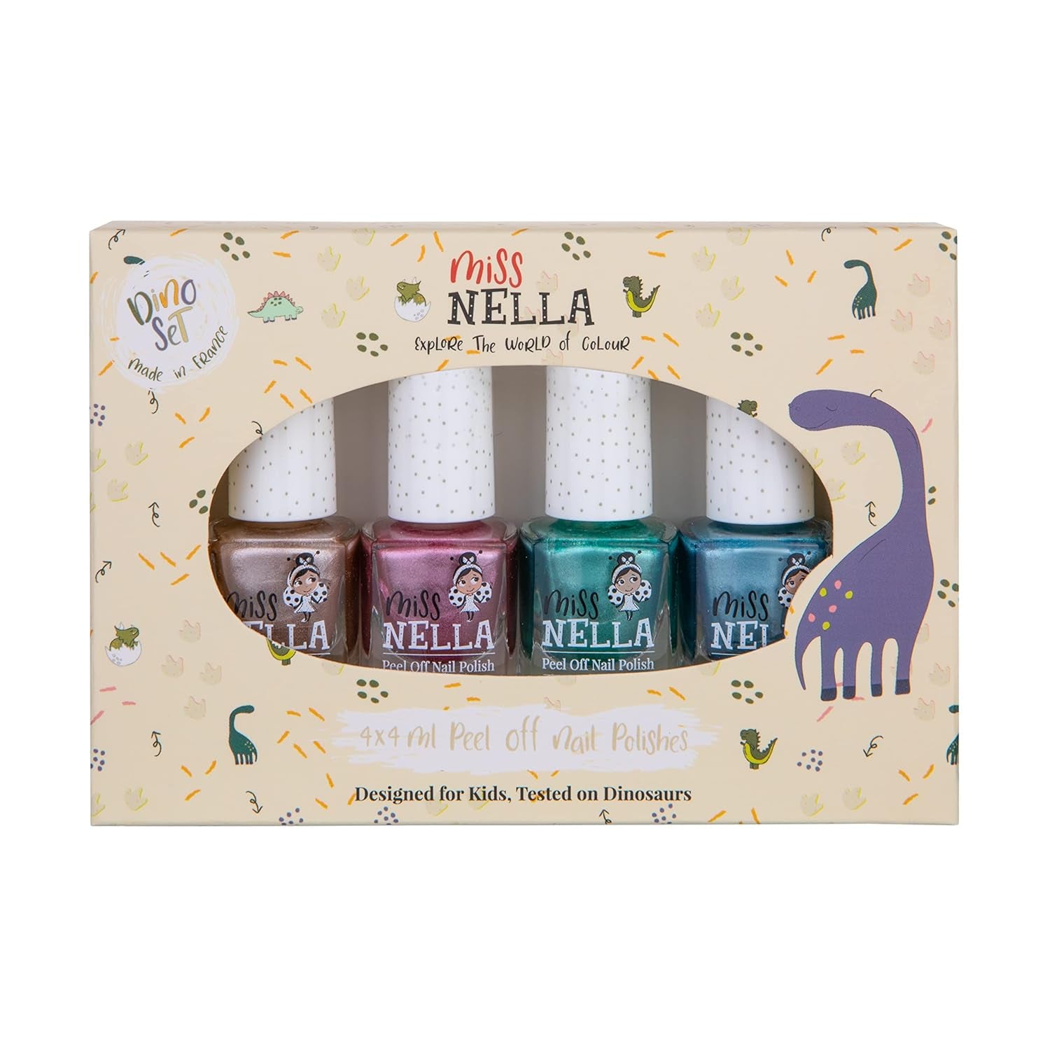 Miss Nella Magic Collection 4-teiliges Glitzer-Nagellack-Set: Rosa, Rot, Gold und Blau, spezieller entfernbarer Nagellack für Kinder, ungiftig, auf Wasserbasis, geruchlos