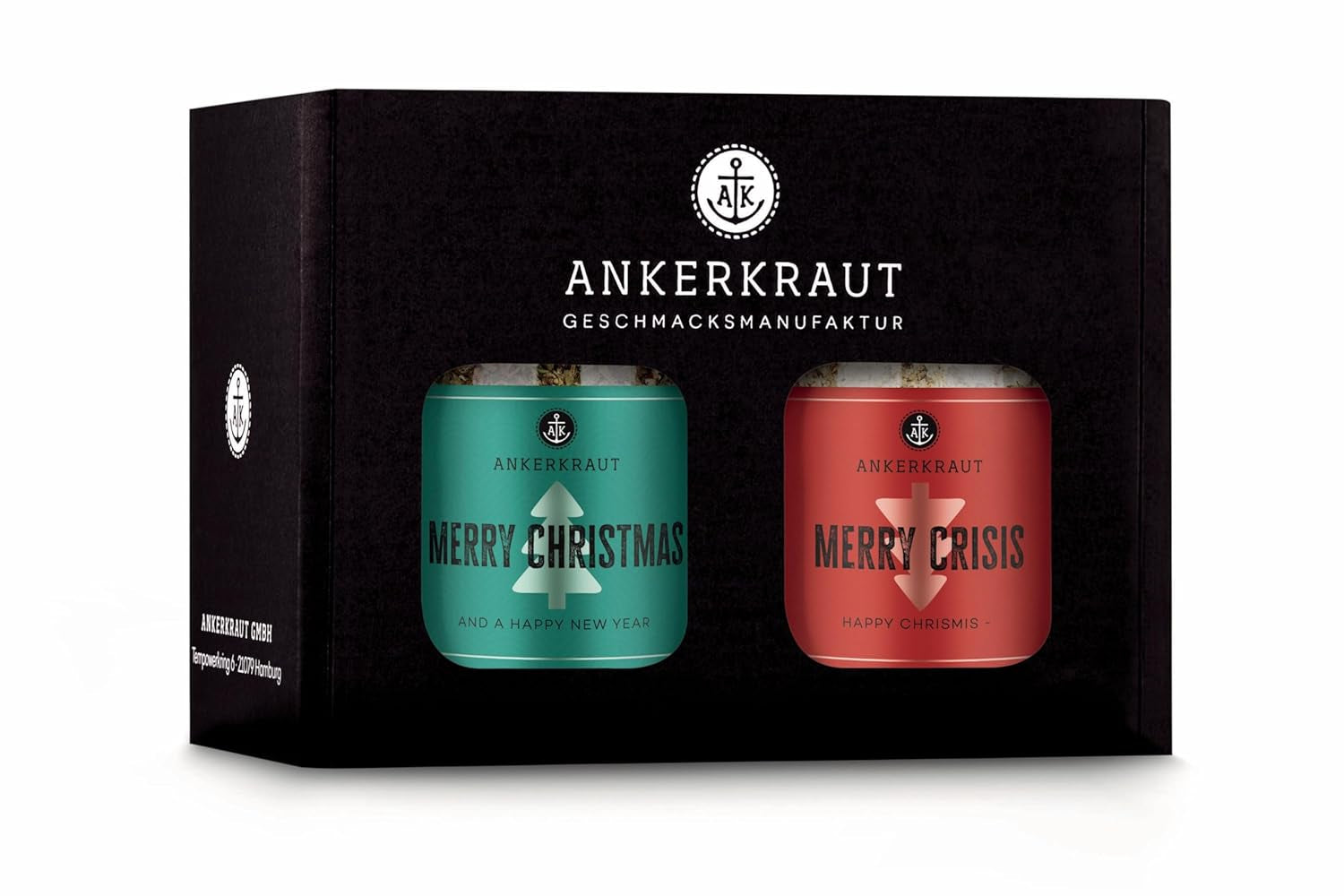 Ankerkraut „Merry Crisis“ Anlass-Gewürz, Aioli Pfeffer Salz zum Verschenken, Gewürz Geschenk mit Knoblauch, 155 g im Korkenglas