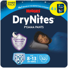Huggies DryNites Super saugfähige Nachtwindeln für Jungen von 8–13 Jahren (30–48 kg), 27 Stück (3 x 9 Stück) Höschenwindeln