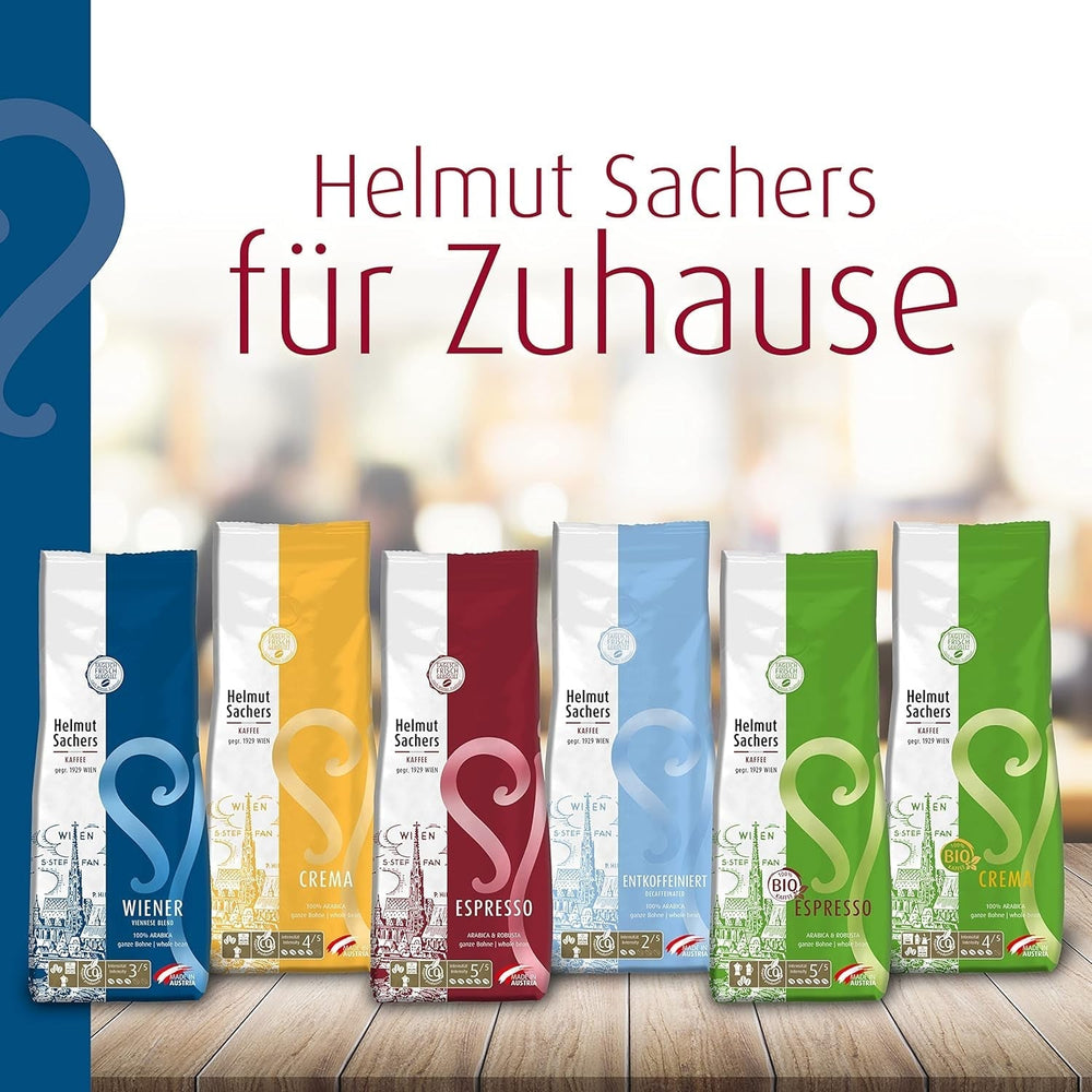Helmut Sachers Kaffee – Wiener Mischung, Stärke 3/5, 100 % Arabica, ganze Kaffeebohnen, 6 x 500 g Naty Shop
