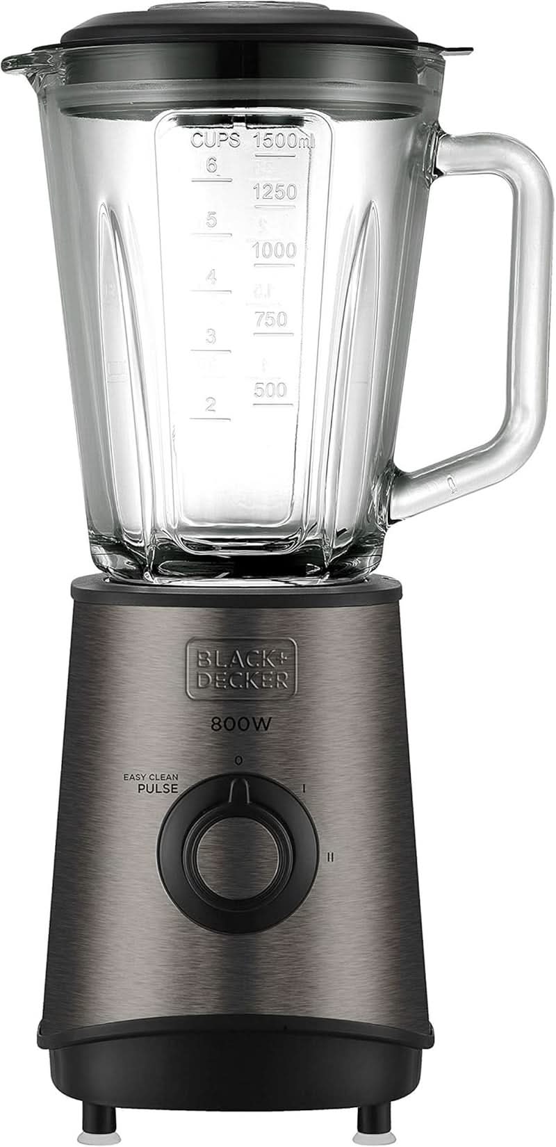 BLACK+DECKER Standmixer | 500W | 2 Geschwindigkeiten | Pulsfunktion | Glaskrug | 1,5L | Edelstahlmesser mit 4 Klingen | Herausnehmbar und leicht zu reinigen | Weiß Und Grau Kitchen Naty Shop 800W Edelstahl