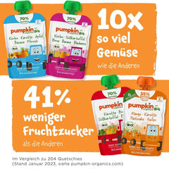 Pumpkin Organics 24Pack, Bio-Gemüsepüree, ohne Zuckerzusatz, für Babys ab 6 Monaten, 24 x 100 Gramm Mutter und Kind Naty Shop