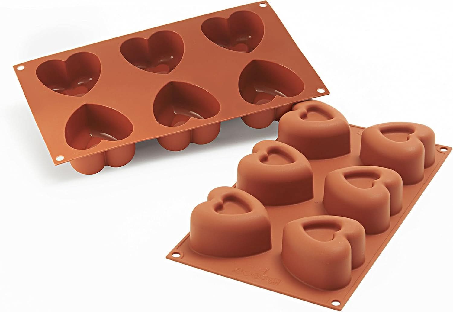 Silikomart 20.036.00.0060 SF 036, Küchenherz Naty Shop L (69,5 x 72 mm, Tiefe 39,5 mm. Volumen: 6 x 125 ml) SF124 Passion, 6 x gekerbte Herzen