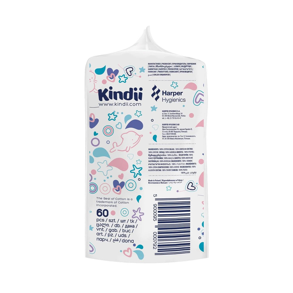 Kindii Pure Baby Pads – 100 % Baumwolle – Große quadratische Pads für empfindliche Haut – Ersetzt Feuchttücher – Weich – Weiche Kanten Baby-Feuchttücher Naty Shop