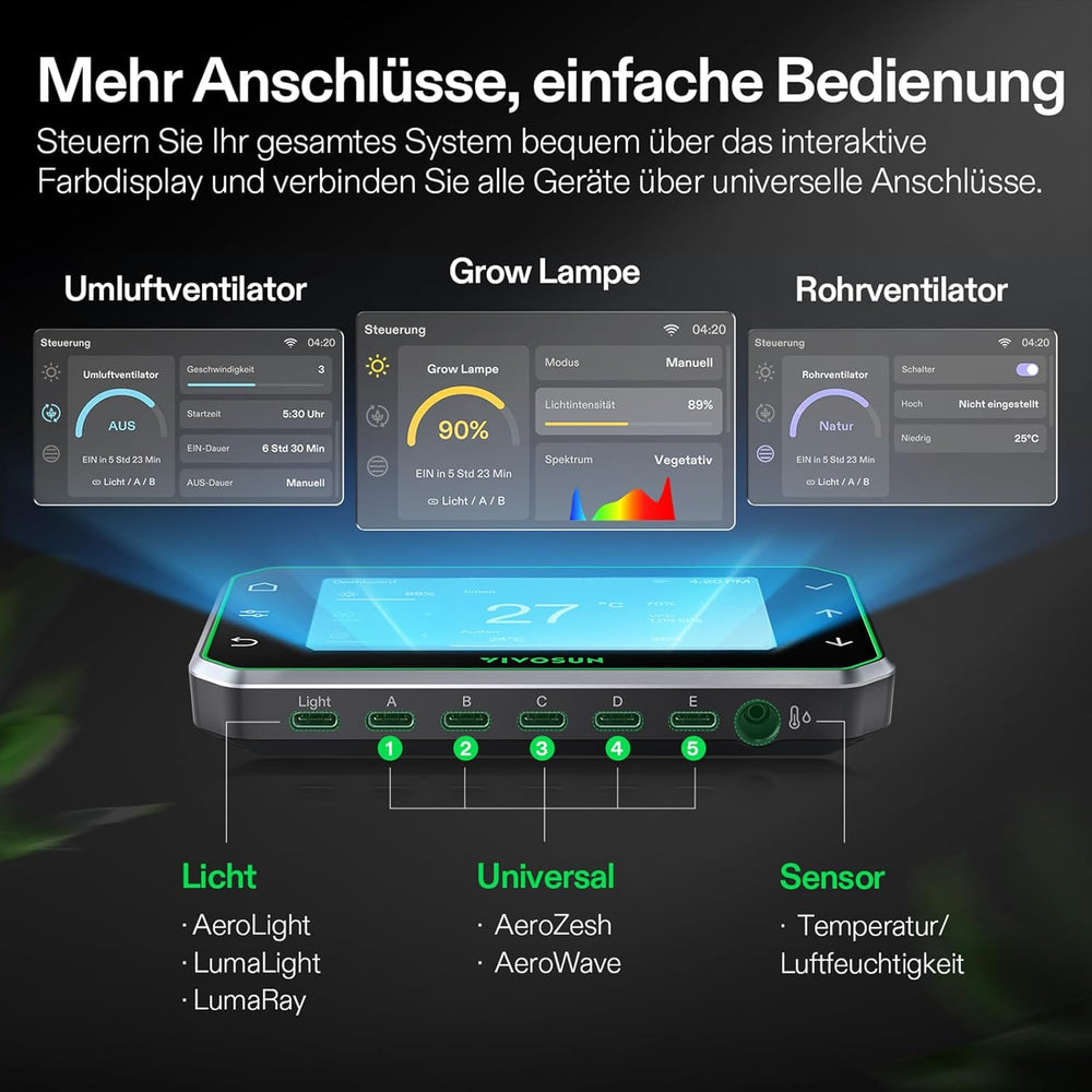 VIVOSUN Smart Grow Tent Komplettset 60 x 60 x 120 cm, integriertes automatisches WLAN-Wachstumssystem mit 100 W Vollspektrum-LED-Licht und effizientem Belüftungssystem mit GrowHub E42A+-Controller