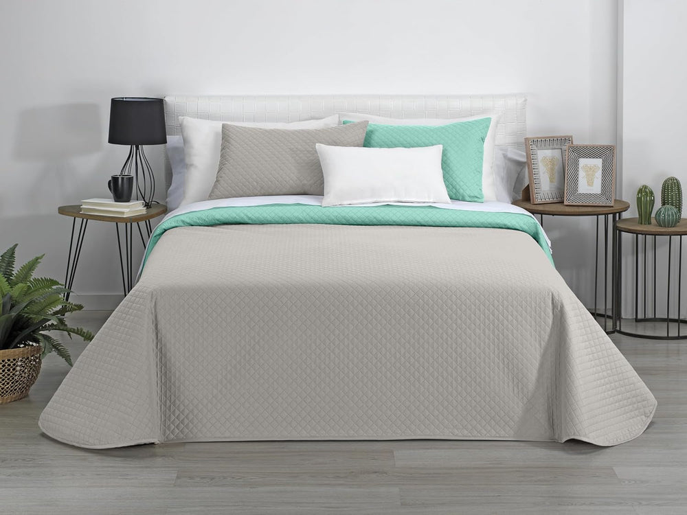 AVA | Wendedecke | Für alle Jahreszeiten | Farbe - Beige/Türkis | Für Bett 180 cm. (270 x 270 cm. Ancho X Alto) | Steppdecke Steppdecken und Steppdecken Naty Shop