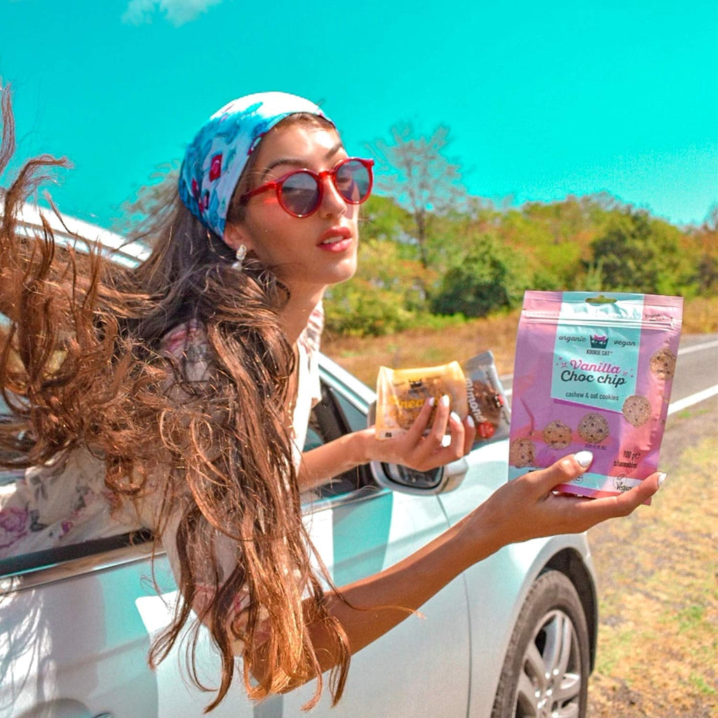 Biscuiți vegani cu ciocolată și vanilie - Mini fursecuri vegane, fără gluten, fără soia, organice, cu caju și ovăz - Pachet multiplu de 10 x 100g