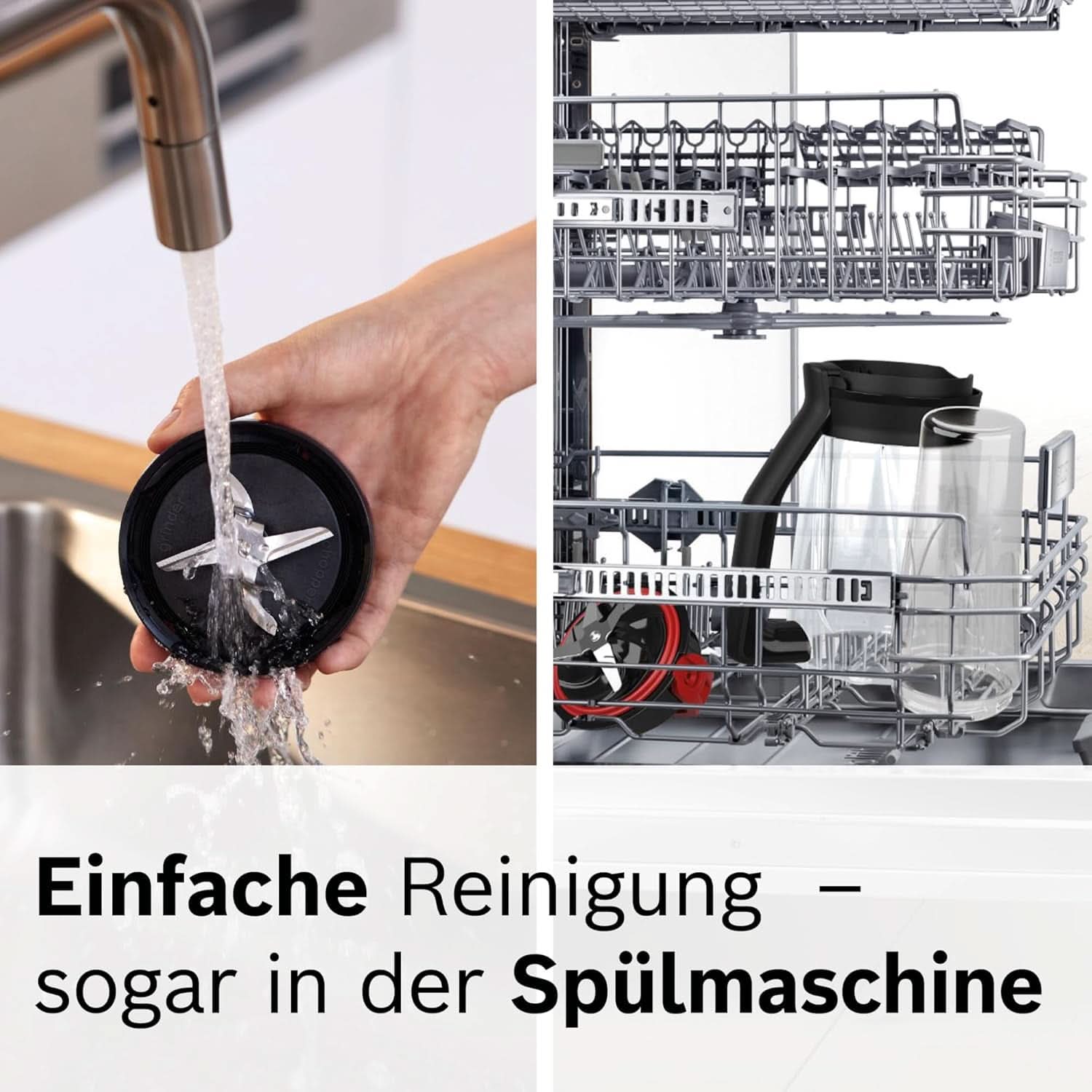 Bosch Standmixer Vitapower Serie 4 MMB6174SN, Verbesserte Version, Hochwertige Edelstahl-Klingen, 1.5L Glasbehälter, 0.6L To-Go-Flasche, Spülmaschinenfeste Teile, 30.000 U/Min, 1200 W, Silver Kitchen Naty Shop