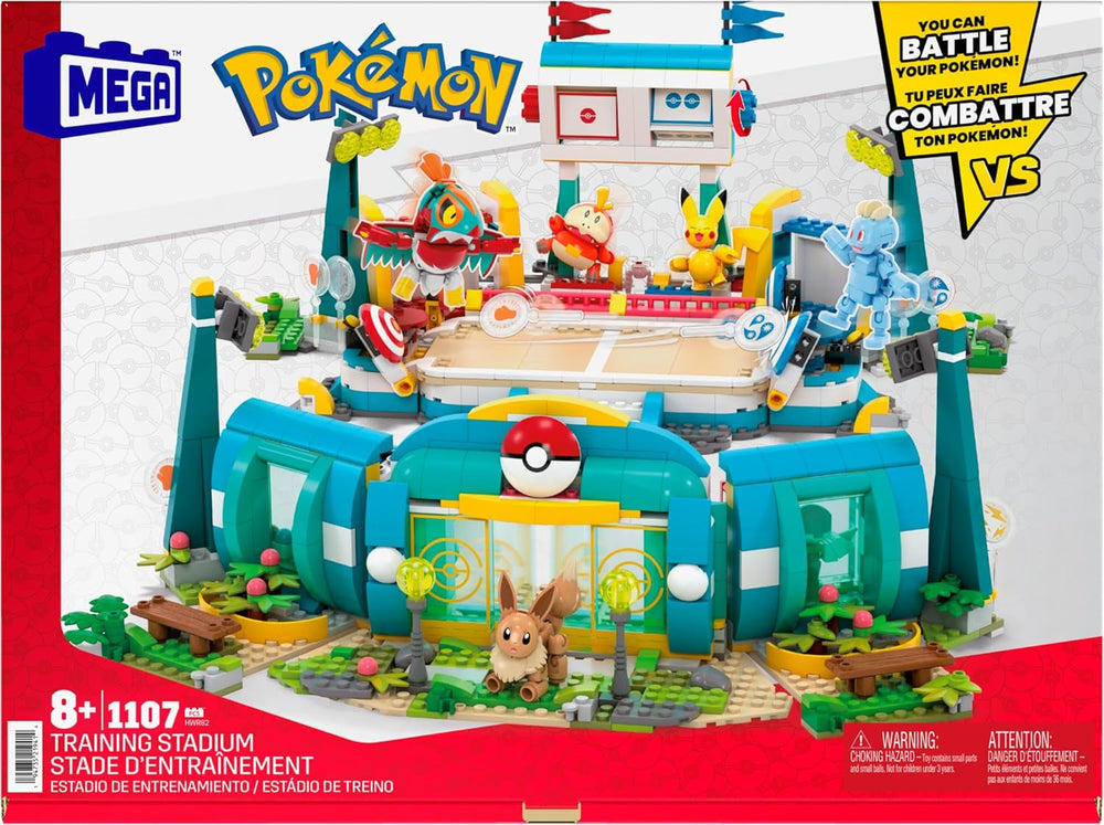 MEGA Pokémon-Actionfiguren-Bauspielzeug, 1101 Teile Trainingsarena, Kampfspiel und 5 bewegliche Figuren für Kinder, HWR82 Actionfiguren Naty Shop