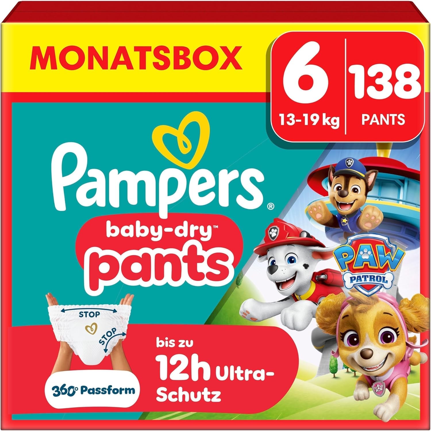 Pampers Baby Dry Pants Diaper Patrol Puppy Edition, Größe 5, 160 Windeln, 11 kg - 17 kg, 360°-Verstellung mit Stopp- und Schutzsystem