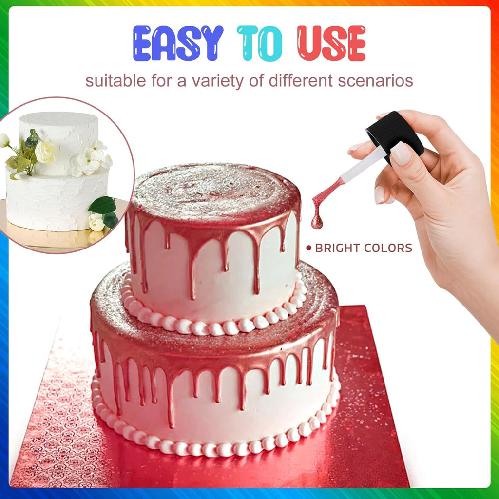 Sclipici comestibil lichid - sclipici alimentar curcubeu 7 culori pentru decorarea torturilor, băuturi, copt, brioșe - pudră sclipici alimentar comestibil lichid pentru cocktailuri, fondant, prăjituri