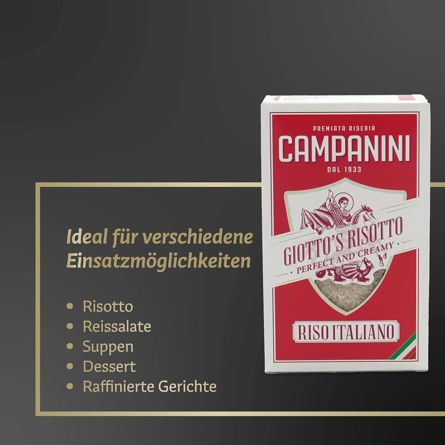 Originalreis für Risotto | Campanini-Reis für Risotto | 1000g | aus Italien | Risottos und Suppen