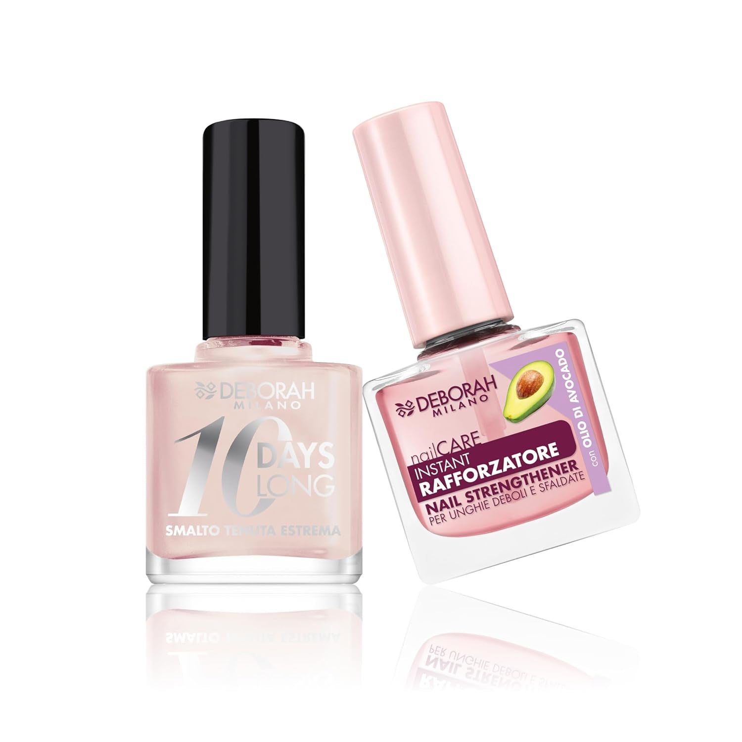 Milano Nagellack-Set zur Stärkung brüchiger und geschwollener Nägel, 9,5 ml und Nagellack 10 Days Long N.882 Nude Rose, langanhaltender Glanzeffekt, 11 ml