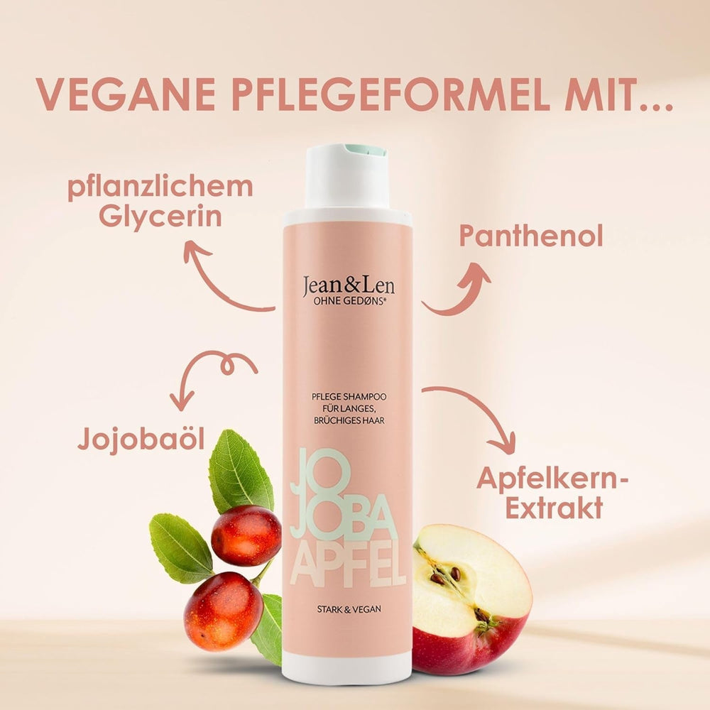 Jean & Len Pflegeshampoo Jojoba & Apfel, pflegt langes und brüchiges Haar, 300 ml Dusche und Bad Jean & Len