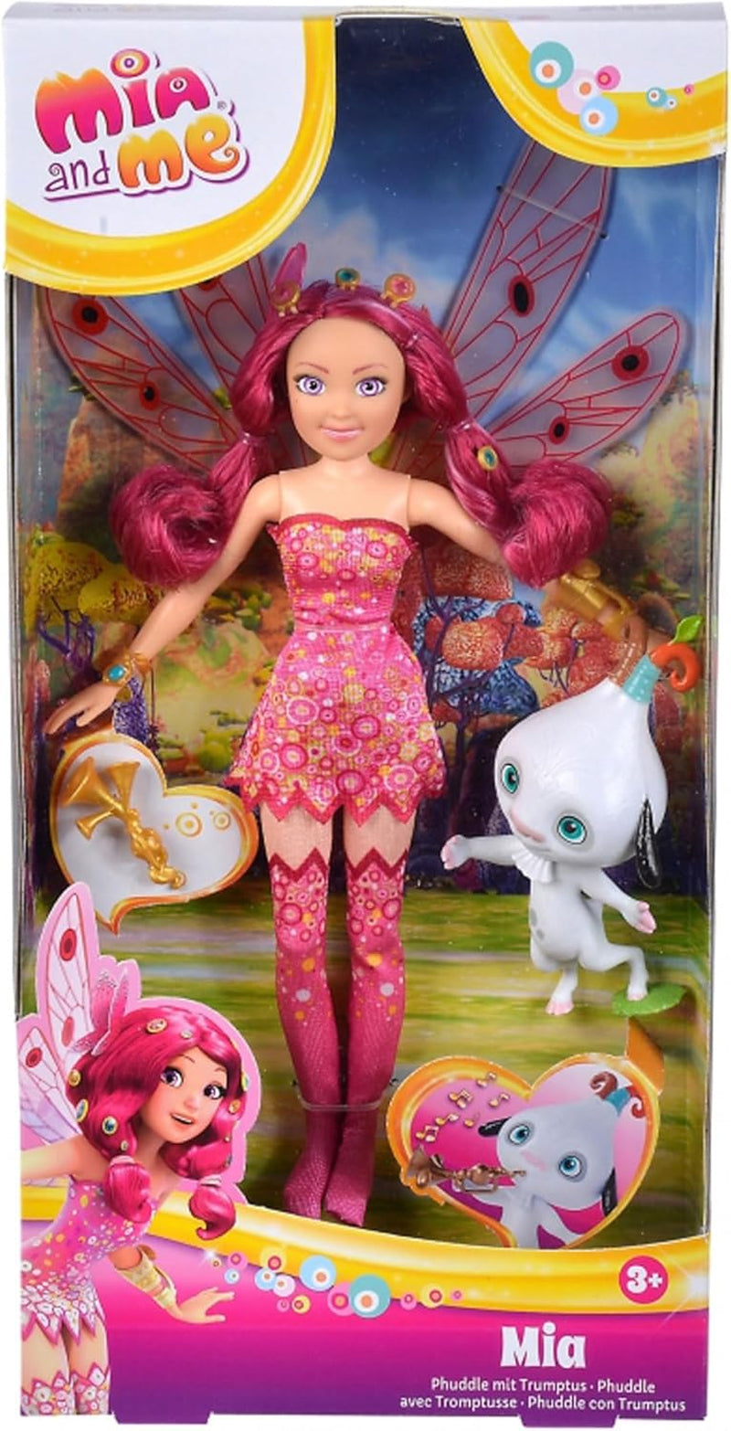 Simba 109483042 Mia and Me Ankleidepuppe, Phuddle mit Trumptus, Elfe mit Flügeln und beweglichen Beinen, 6X Haarspangen, 2X Armband, ab 3 Jahren, mehrfarbig, 23 cm Naty Shop Dolls