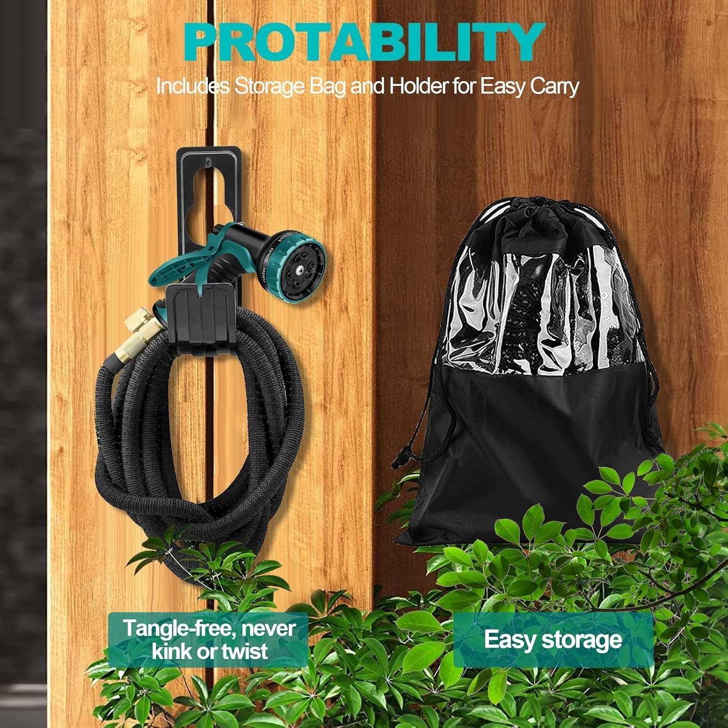 Furtun de grădină, 30 m, furtun de grădină cu 10 moduri, pistol de pulverizare și fitinguri din alamă masivă, furtun flexibil, furtun de grădină extensibil, negru, 30 m