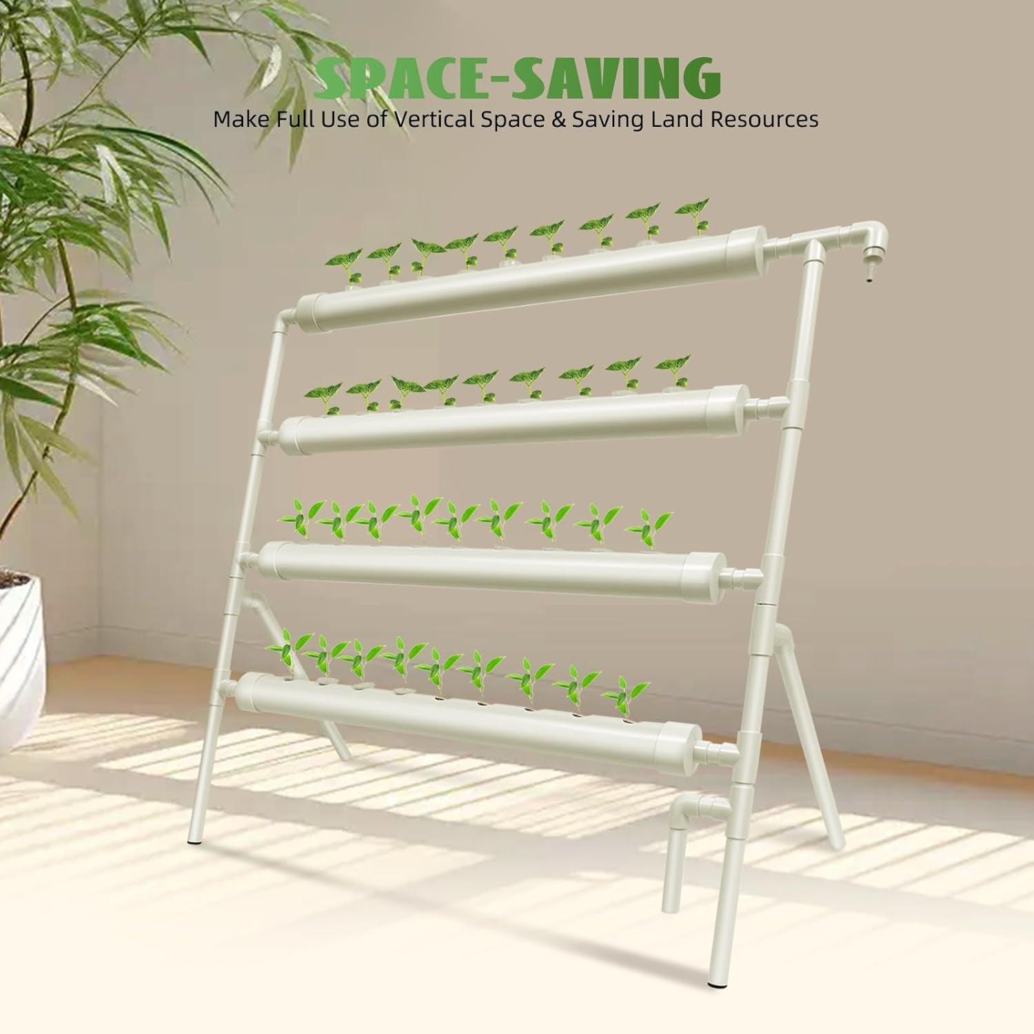 Hydroponisches System, Tower Hydroponic Grow Kit, 4-stufiger Pflanzgefäßständer mit 36 ​​Pflanzlöchern, erdlose Pflanzenanbausysteme für Garten, Büro und andere Innen- und Außenräume