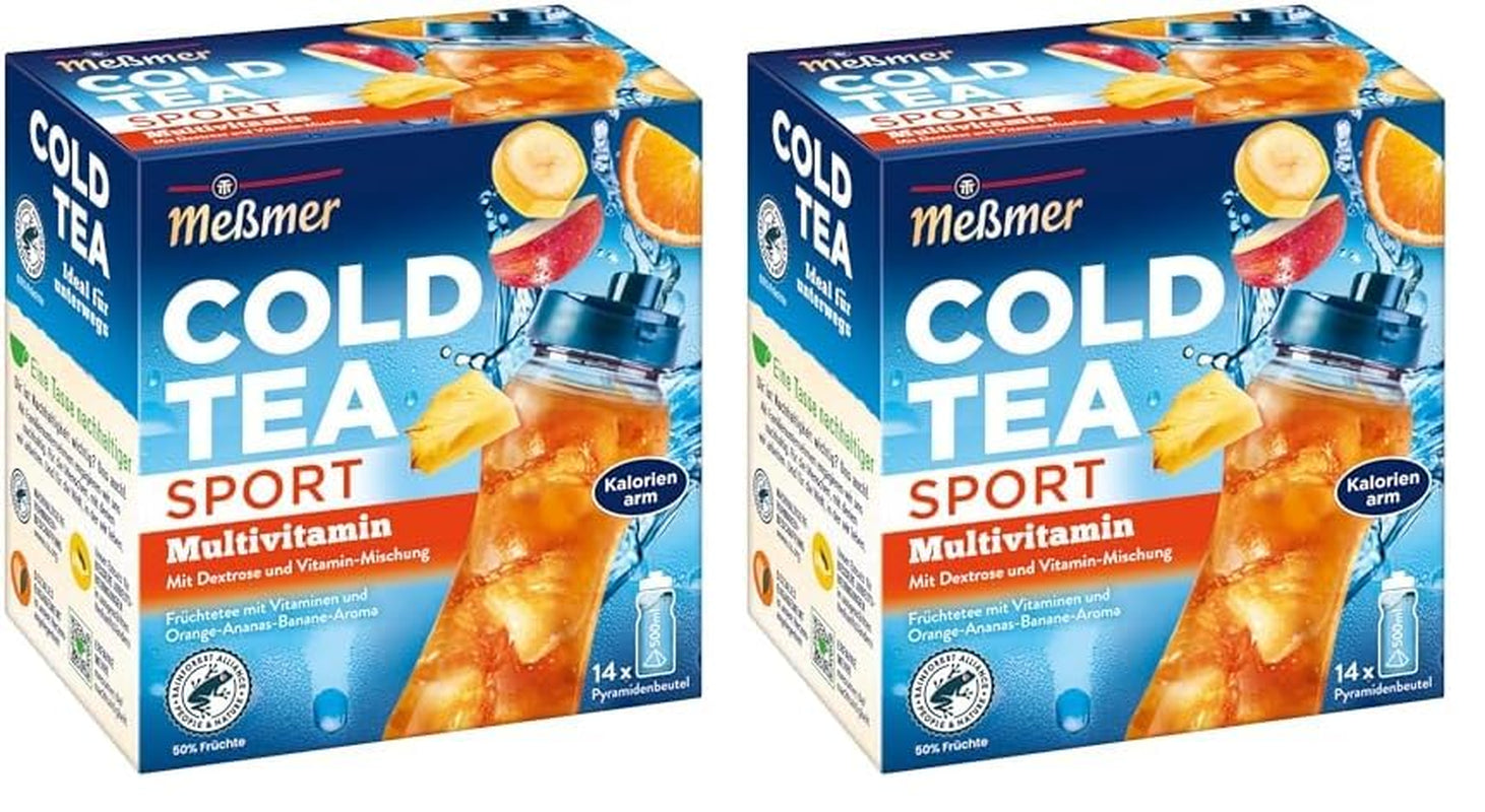 Meßmer Cold Tea Trinkpause Zmeură | Ceai de fructe, aromatizat natural, cu gust de zmeură | Ediție limitată | Pentru infuzie rece | 14 pliculețe piramidale