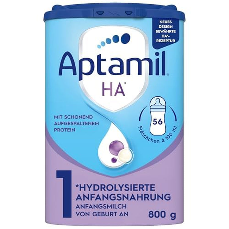 Aptamil HA 1 - Säuglingsnahrung ab der Geburt, mit DHA, laktosefrei, palmölfrei, Babynahrung, Milchpulver, 1 x 800 g