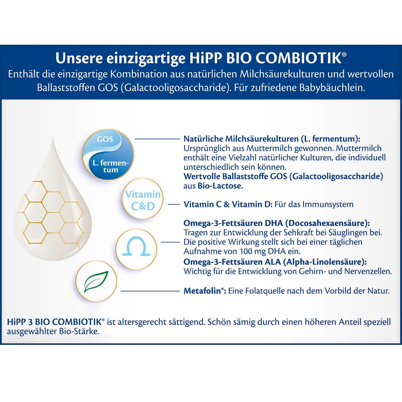 HiPP 3 Bio Combiotik (4 x 600g), Folgemilch ab 10 Monaten, mit natürlichen Milchsäurekulturen, Vitamin C und D, GOS, Omega-3 (DHA, ALA), in bester Bio-Qualität