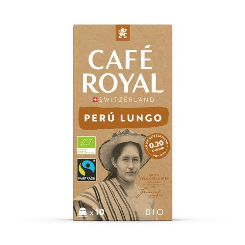 Café Royal Peru Lungo Bio – Nespresso®-kompatible Kaffeekapseln, 100% Arabica aus Peru, cremig, Intensität 5/12, Fairtrade, 100 Kapseln