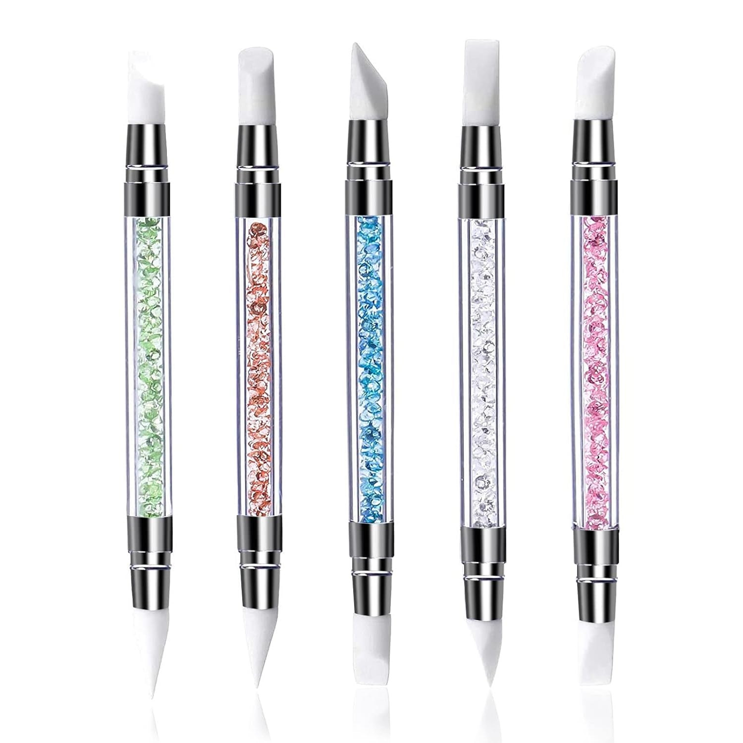 Qufiiry 5PCS Silikon Nagel Pinsel, Gel Schnitzen Pinsel, Silikon-Modellierpinsel Set, Doppel Köpfe DIY Maniküre Werkzeug