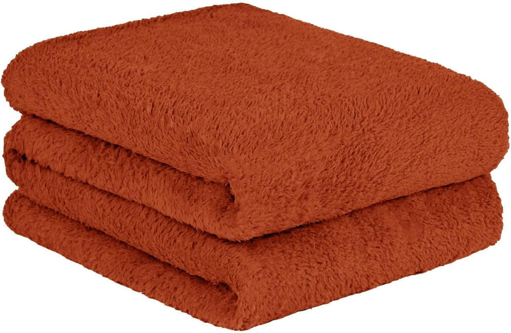 Brentford's Teddy-Fleece-Decke, große Bettdecke, Plüsch, superweich, warm, für Sofa, Bett, Tagesdecke, Schwarz – 150 x 200 cm, Betten und Decken, Besuche den Brentfords-Store, Orange Rost, 125 x 150 cm