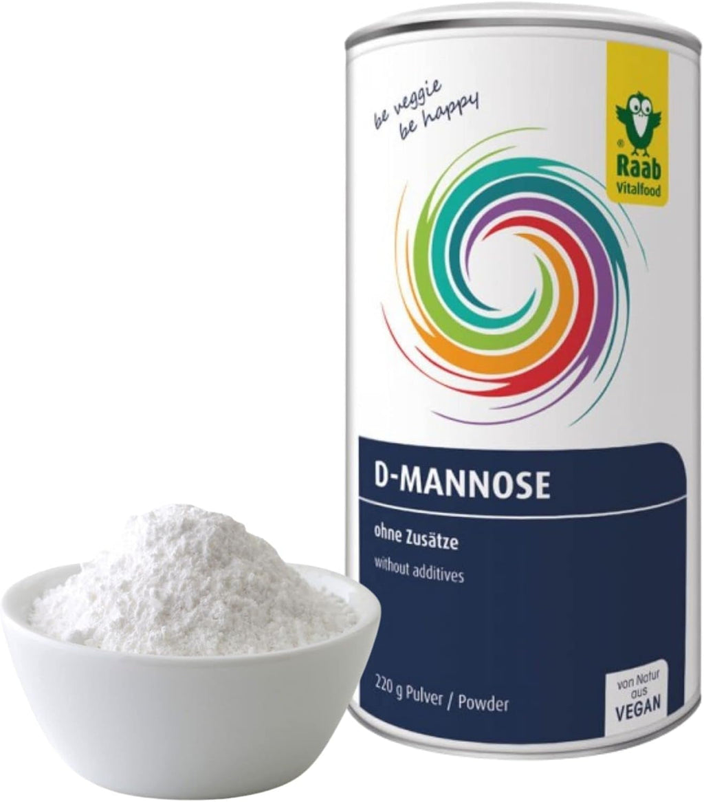 Raab Vitalfood® D-Mannose Pulver (220 G) - Frei Von Zusätzen, Vegan, Glutenfrei, Gut Löslich, Mit Meßlöffel in Der Dose, Vorratspackung, 100% D-Mannose (Gewonnen Aus Mais) Indulcitori Naty Shop 220 G (1Er Pack)