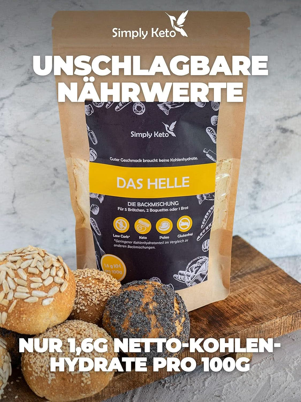 Simply Keto The Light Lower Carb* Brot, Mischung für glutenfreies Brot, 260 Gramm Kitchen Naty Shop