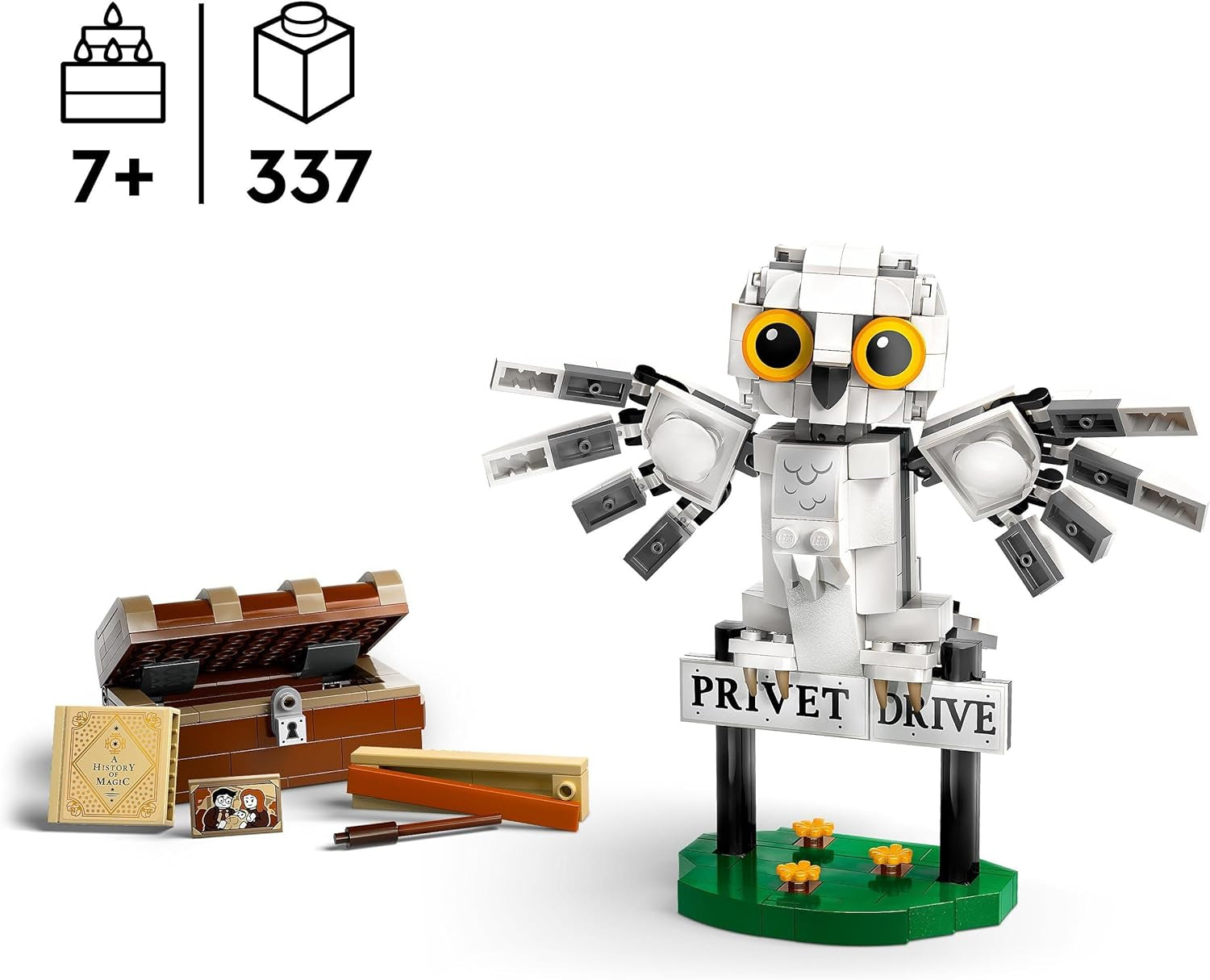LEGO Harry Potter Hedwig im Ligusterweg 4 Kinderspielzeug-Eulen-Set, baubare Tierfigur mit Hogwarts-Koffer, kleines Geschenk für Jungen, Mädchen und alle Fans ab 7 Jahren 76425 Bausets Besuchen Sie den LEGO-Store
