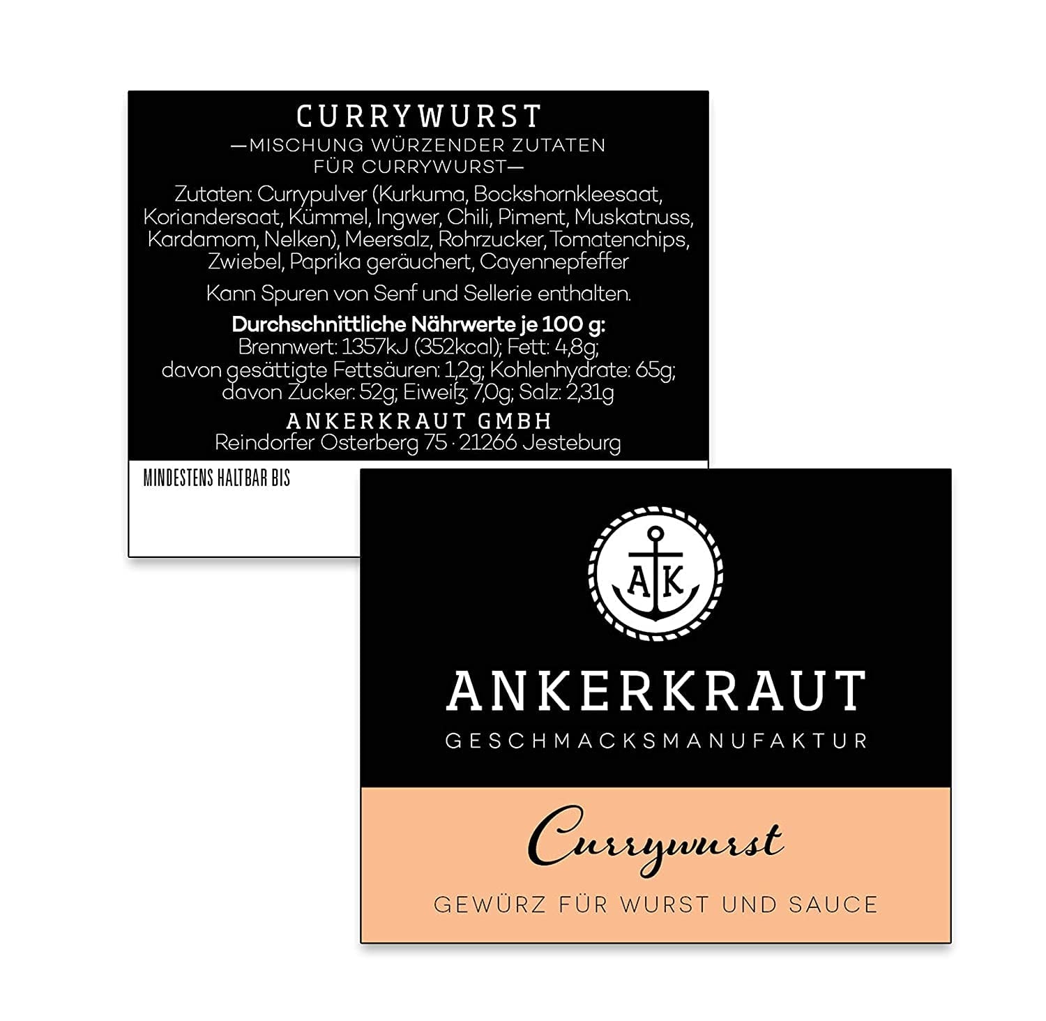 Ankerkraut Currywurst, 90g im Korkglas, Gewürzmischung zum Anmischen selbstgemachter Currywurst-Sauce oder als Topping
