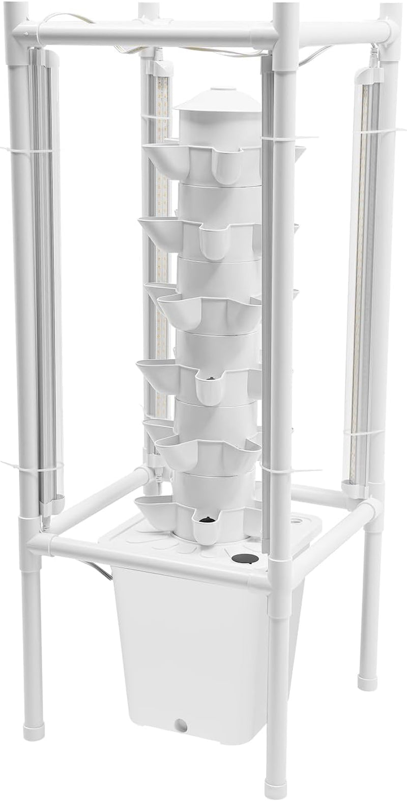Hydrokulturturm-Anbauset, 30 Löcher, 6 Etagen, erdloser Pflanzturm, Hydrokultursystem, Aeroponikturm, vertikaler Garten, Erdbeerturm, Hydrokultur-Anbausystem für Kräuter, Obst und Gemüse (grau)