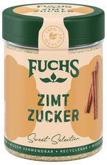 Fuchs Gewürze - Zimt Zucker - Klassisches Gewürz für Milchreis, Pfannkuchen oder Waffeln - aus natürlicher Zutat - 100 g in wiederverwendbarer, recyclebarer Dose