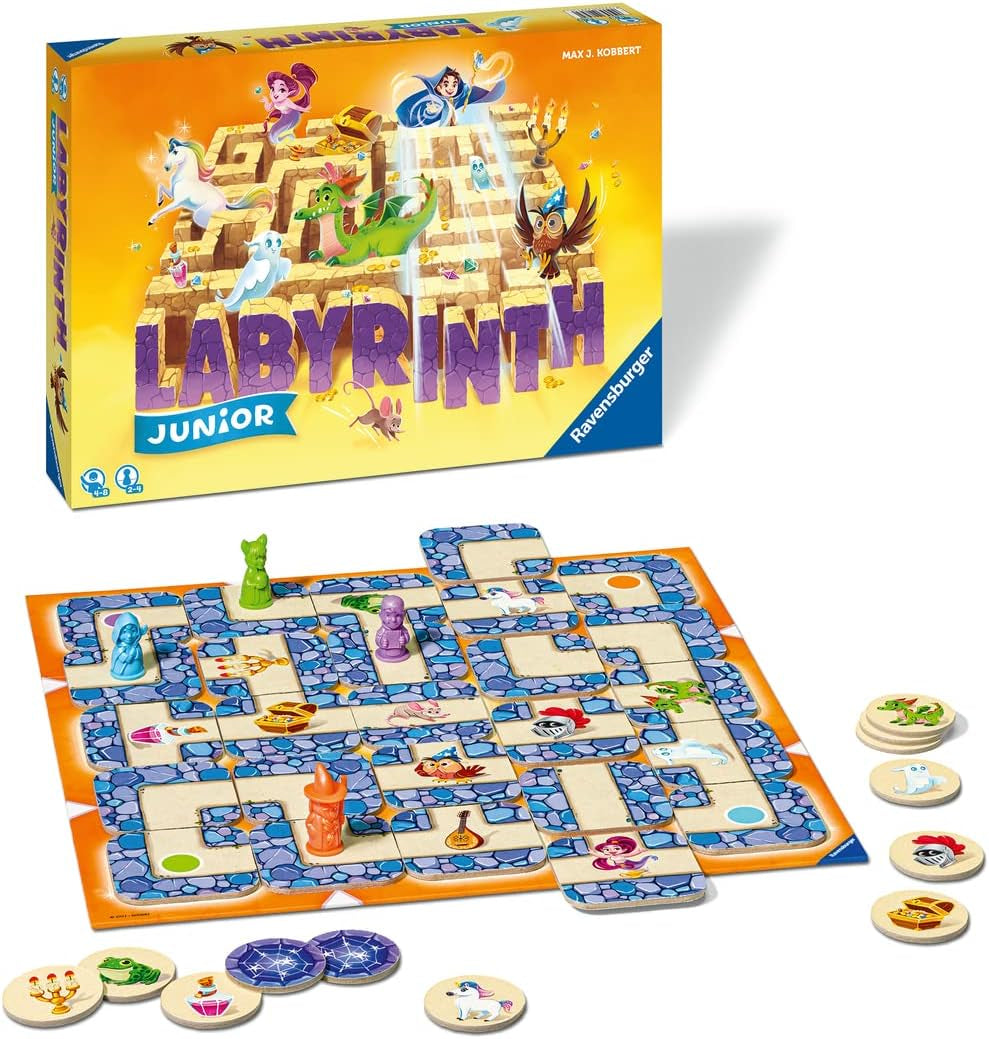 Ravensburger Joc pentru copii 20847 - Labirint Junior - Clasic pentru familie pentru cei mici, joc pentru copii cu vârsta de 4 ani și peste - joc de societate potrivit pentru 2-4 jucători, ediție Junior